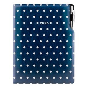 Diář DESIGN týdenní A4 2026 - modrá - Puntíky