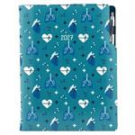 Diář DESIGN týdenní A4 2027 český - tyrkysová - Doktor - srdce