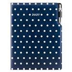 Diář DESIGN týdenní A4 2027 - modrá - Puntíky
