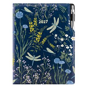 Diář DESIGN týdenní A4 2027 - modrá - Vážky