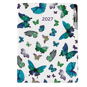 Diář DESIGN týdenní A4 2027 - Motýli modří
