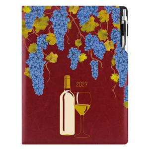 Diář DESIGN týdenní A4 2027 polský - bordó - Víno