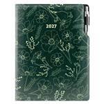 Diář DESIGN tydenní A4 2027 - zelená - Květiny