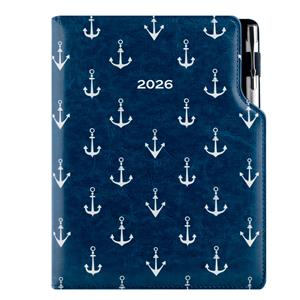 Diář DESIGN týdenní A5 2026 slovenský - modrá - Námořník - kotvy