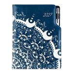 Diář DESIGN týdenní A5 2027 český - modrá - Ornament