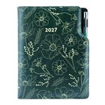 Diář DESIGN týdenní A5 2027 český - zelená - Květiny