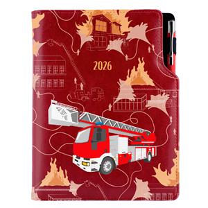 Diář DESIGN týdenní B5 2026 český - bordó - Hasič