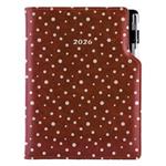 Diář DESIGN tydenní B5 2026 - hnědá - Puntíky