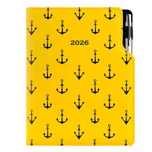 Diář DESIGN tydenní B5 2026 - žlutá - Námořník - kotvy