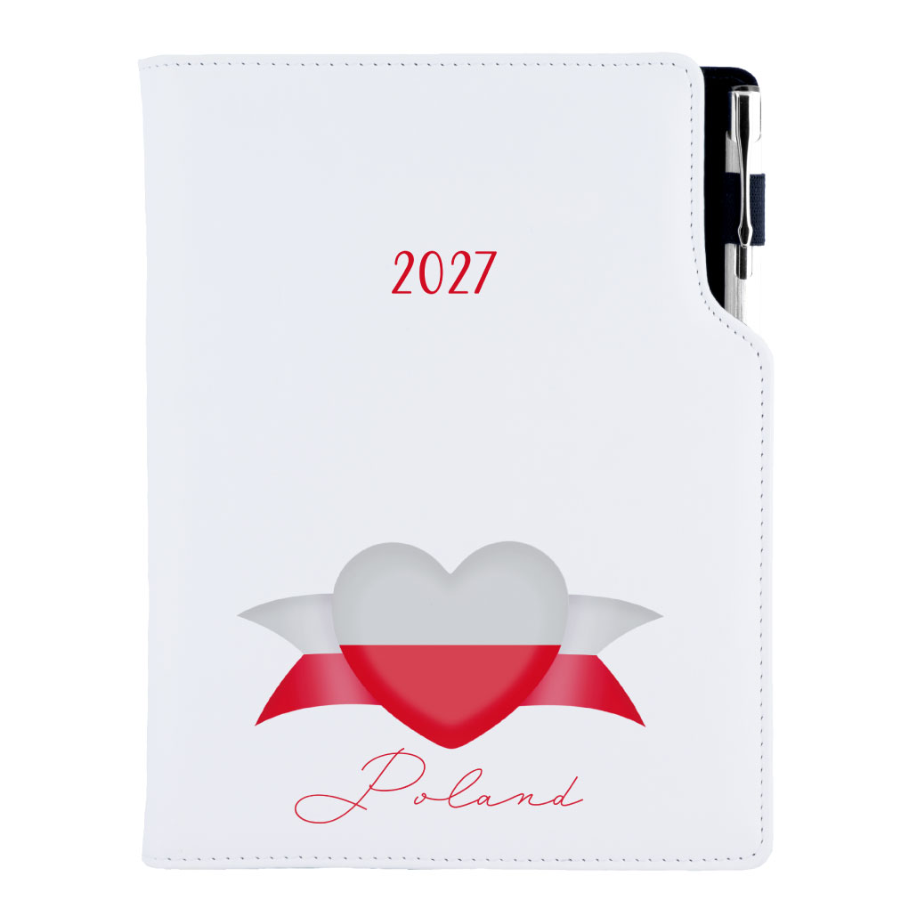 Diář DESIGN tydenní B5 2027 - bílá - Polsko - vlajka