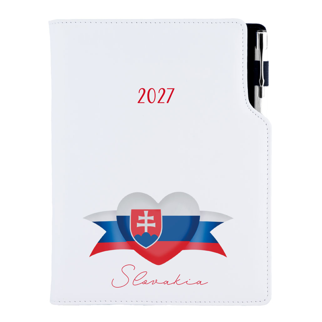 Diář DESIGN tydenní B5 2027 - bílá - Slovensko - vlajka