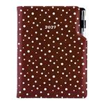 Diář DESIGN tydenní B5 2027 - hnědá - Puntíky