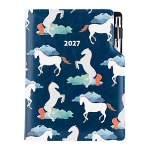 Diář DESIGN týdenní B5 2027 - modrá - Koně