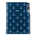 Diář DESIGN týdenní B5 2027 - modrá - Námořník - kotvy