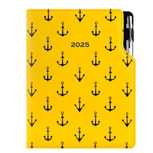 Diář DESIGN týdenní B6 2025 - žlutá - námořník - kotvy