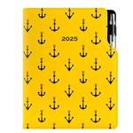 Diář DESIGN týdenní B6 2025 - žlutá - námořník - kotvy