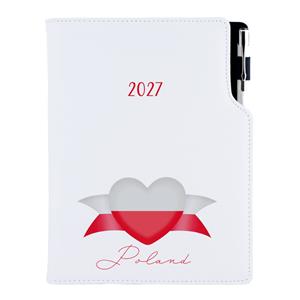 Diář DESIGN týdenní B6 2027 - bílá - Polsko - vlajka