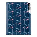 Diář DESIGN týdenní B6 2027 - modrá - Flamingo
