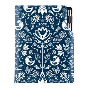 Diář DESIGN týdenní B6 2027 - modrá - Folk
