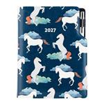 Diář DESIGN týdenní B6 2027 - modrá - Koně
