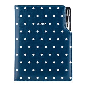 Diář DESIGN týdenní B6 2027 - modrá - Puntíky
