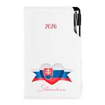 Diář DESIGN týdenní kapesní 2026 český - bílá - Slovensko - vlajka