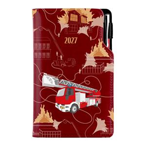 Diář DESIGN týdenní kapesní 2027 český - bordó - Hasič
