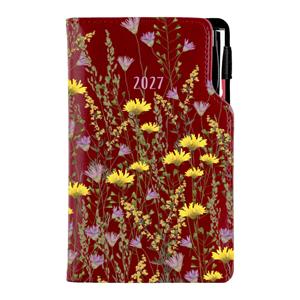 Diář DESIGN týdenní kapesní 2027 český - bordó - Louka