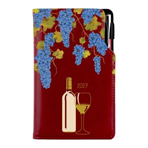 Diář DESIGN týdenní kapesní 2027 český - bordó - Víno