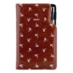 Diář DESIGN týdenní kapesní 2027 český - hnědá - Bílý květ