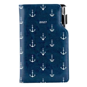 Diář DESIGN týdenní kapesní 2027 český - modrá - Námořník - kotvy