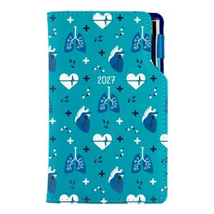 Diář DESIGN týdenní kapesní 2027 český - tyrkysová - Doktor - srdce