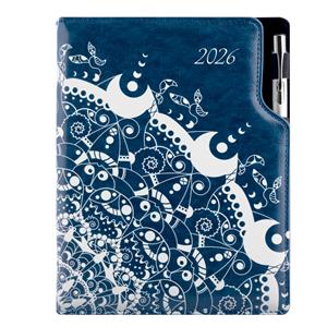 Diář DESIGN týdenní speciál A5 2026 - modrá - Ornament