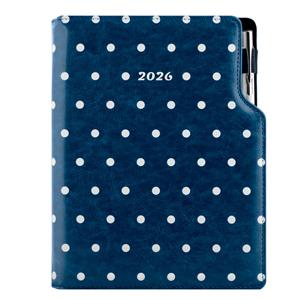 Diář DESIGN týdenní speciál A5 2026 - modrá - Puntíky