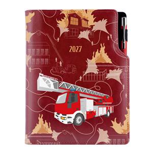 Diář DESIGN týdenní speciál A5 2027 - bordó - Hasič
