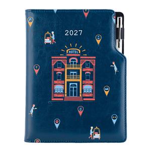 Diář DESIGN týdenní speciál A5 2027 - modrá - Hotel