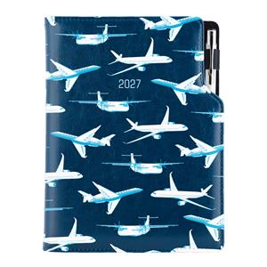 Diář DESIGN týdenní speciál A5 2027 - modrá - Letadla
