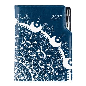 Diář DESIGN týdenní speciál A5 2027 - modrá - Ornament