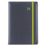 Diář ELASTIC denní B6 2024 polský - grafit/zelená gumička