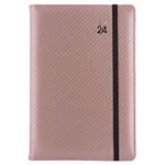 Diář ELASTIC denní B6 2024 polský - pudrová/černá gumička