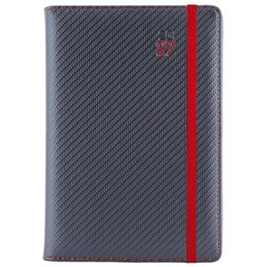 Diář ELASTIC denní B6 2027 - grafit/červená gumička
