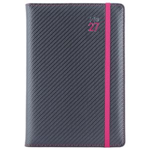 Diář ELASTIC denní B6 2027 - grafit/magenta gumička