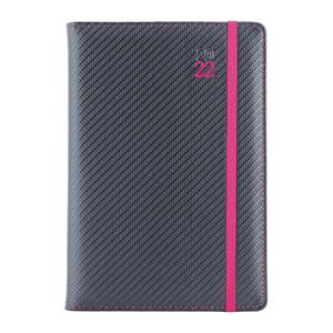 Diář ELASTIC týdenní B6 2022 - grafit/magenta gumička