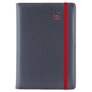 Diář ELASTIC týdenní B6 2025 - grafit/červená gumička