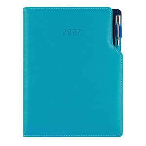 Diář GEP s propiskou denní A5 2027 český - tyrkysová/modrý vnitřek