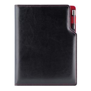 Diář GEP s propiskou denní A5 2027 slovenský - černá/červený vnitřek