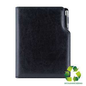 Diář GEP s propiskou týdenní A5 2027 český - černá/černý vnitřek - recyklovaná koženka