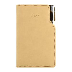 Diář GEP s propiskou týdenní kapesní 2027 český - béžová