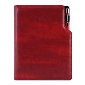 Diář GEP s propiskou týdenní speciál A5 2027 - bordó žíhaná