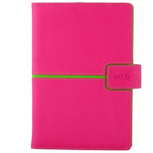 Diář Magnetic denní B6 2016 polský - růžová/zelená